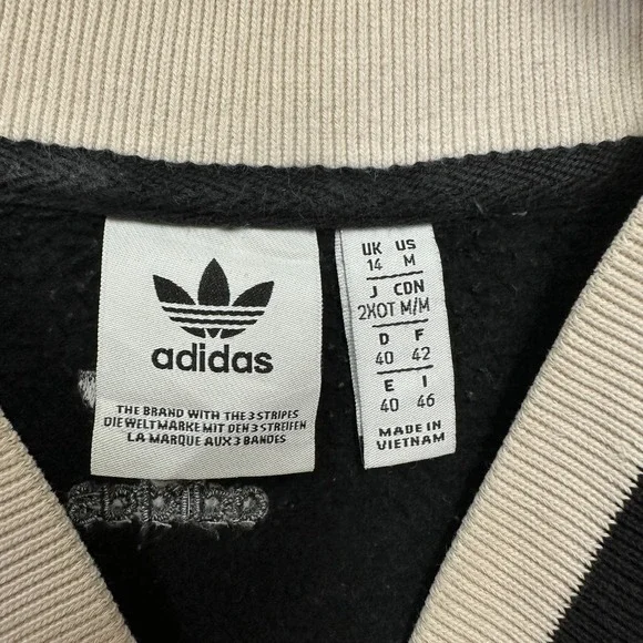 Adidas Originals Adibreak V-Neck Sweatshirt Mens M Black Varsity Spellout - Picture 4 of 12